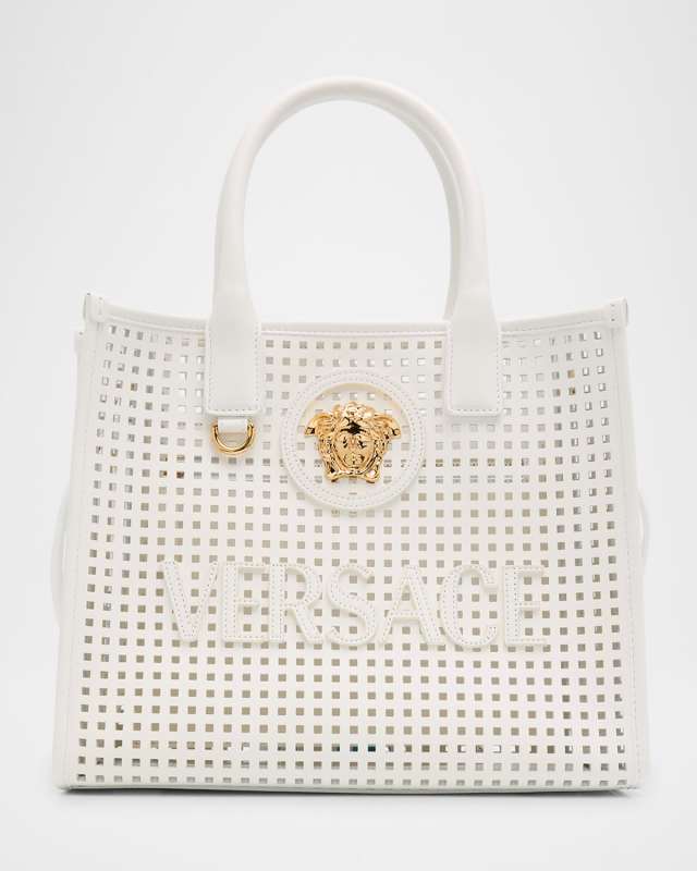 La Medusa Small Cutout Leather Tote Bag